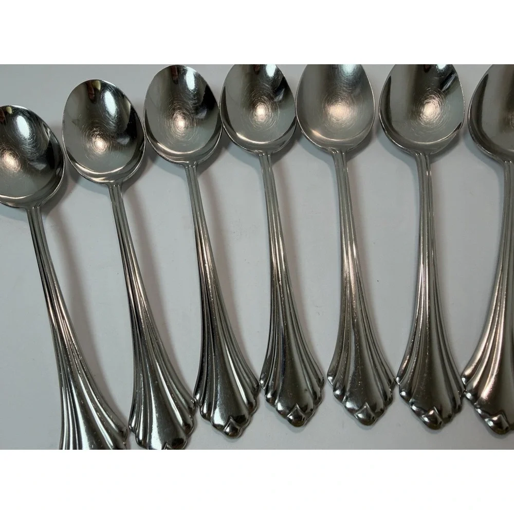 9 Oval Soup Spoons BANCROFT by Oneida Stainless Steel Flatware USA 6 7/8